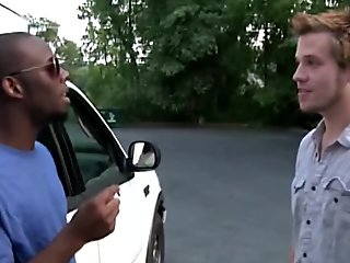 Nasty white guy gets his ass rocked by black stud